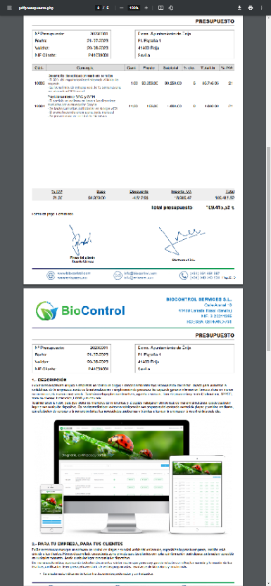 Software facturación gratis EviGest - Presupuesto ejemplo