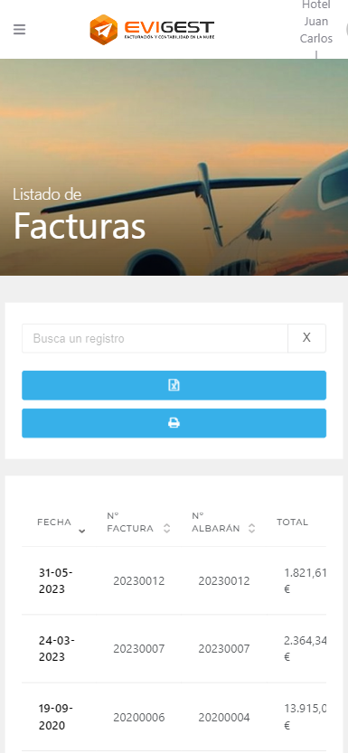 Software facturación gratis EviGest - Facturas zona clientes