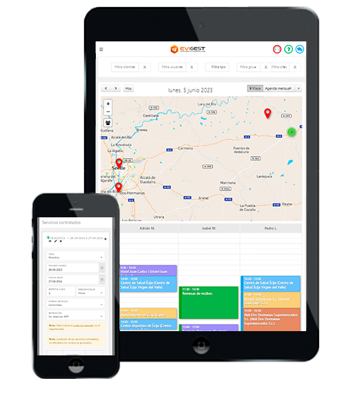 Software de facturación EviGest - Agenda y planificación tablet