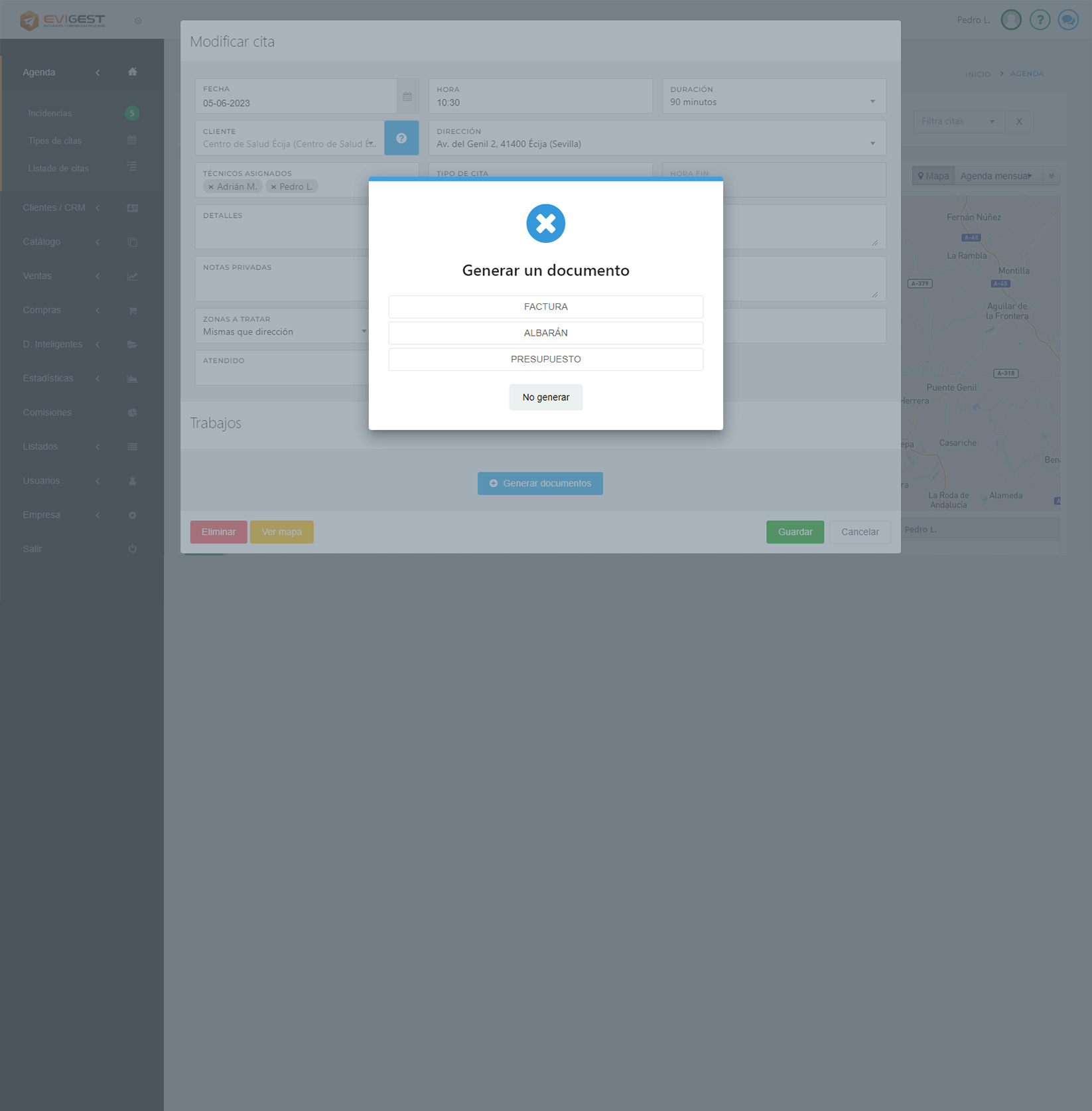 Software de facturación EviGest - Elabora documentos desde la agenda