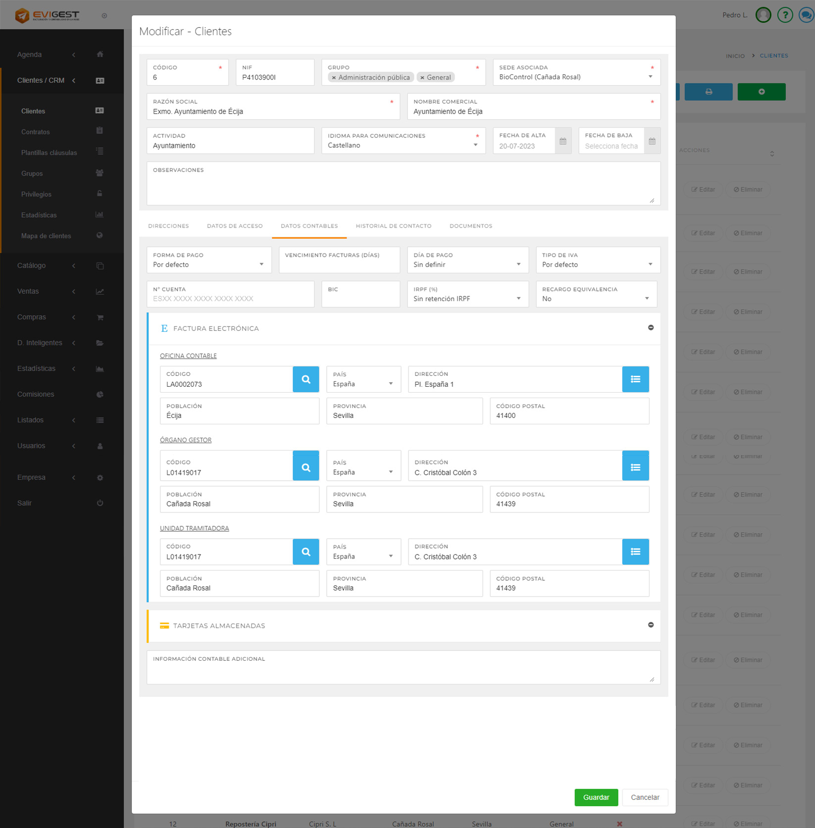 Software de facturación EviGest - Configuración factura electrónica
